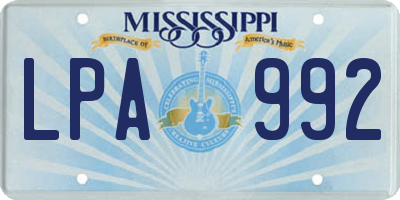 MS license plate LPA992