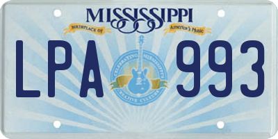 MS license plate LPA993