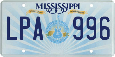 MS license plate LPA996