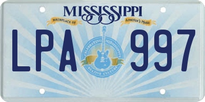 MS license plate LPA997