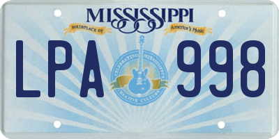 MS license plate LPA998