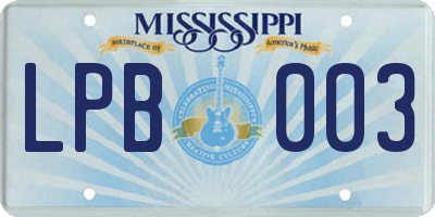 MS license plate LPB003