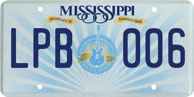 MS license plate LPB006