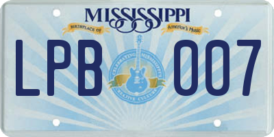 MS license plate LPB007