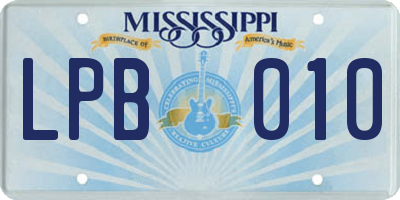 MS license plate LPB010