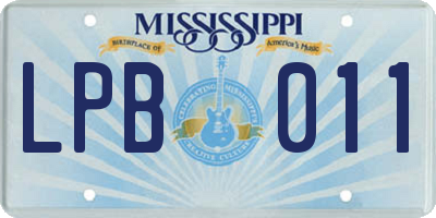 MS license plate LPB011