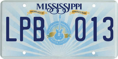 MS license plate LPB013