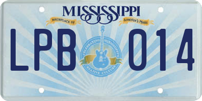 MS license plate LPB014