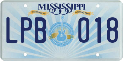 MS license plate LPB018