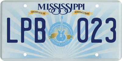 MS license plate LPB023