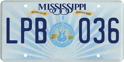 MS license plate LPB036