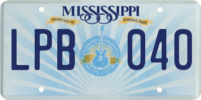 MS license plate LPB040