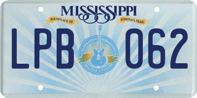 MS license plate LPB062
