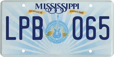 MS license plate LPB065