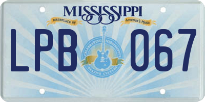MS license plate LPB067