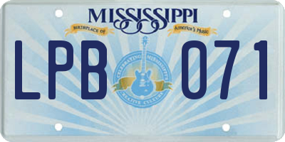 MS license plate LPB071