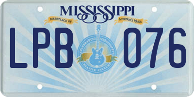 MS license plate LPB076