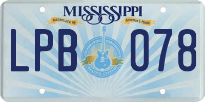 MS license plate LPB078