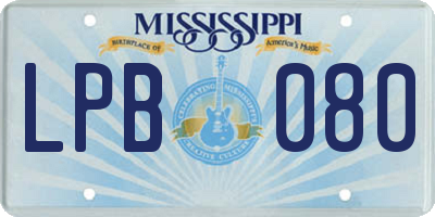 MS license plate LPB080