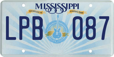 MS license plate LPB087