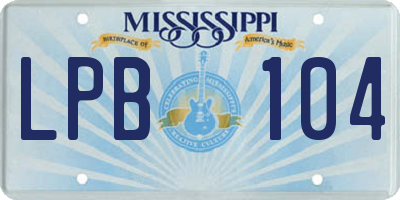 MS license plate LPB104