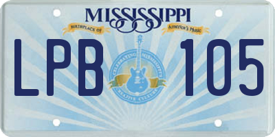 MS license plate LPB105