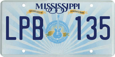 MS license plate LPB135