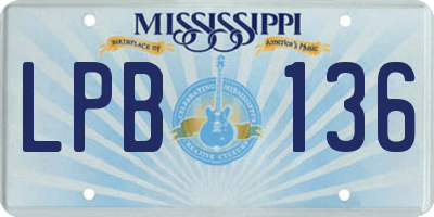 MS license plate LPB136