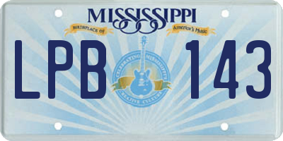 MS license plate LPB143
