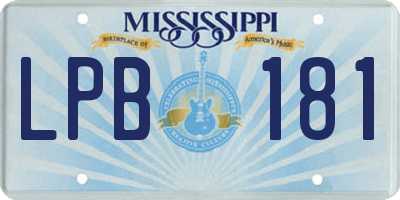 MS license plate LPB181