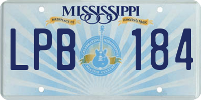 MS license plate LPB184
