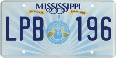 MS license plate LPB196