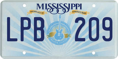 MS license plate LPB209