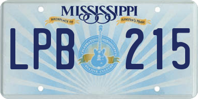 MS license plate LPB215