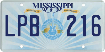 MS license plate LPB216