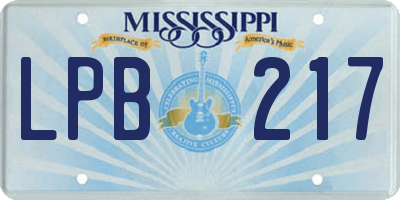 MS license plate LPB217