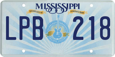 MS license plate LPB218