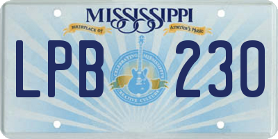 MS license plate LPB230