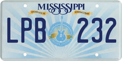 MS license plate LPB232