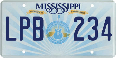MS license plate LPB234