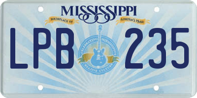 MS license plate LPB235