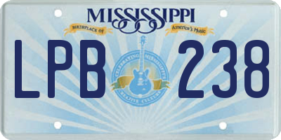 MS license plate LPB238