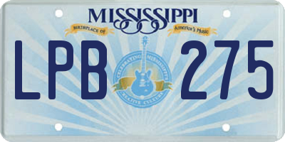 MS license plate LPB275