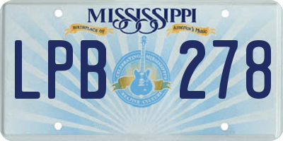 MS license plate LPB278