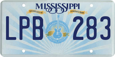 MS license plate LPB283
