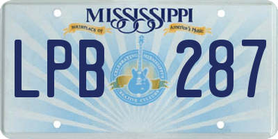 MS license plate LPB287