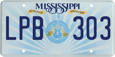 MS license plate LPB303