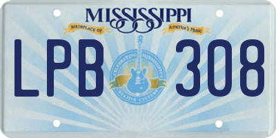 MS license plate LPB308