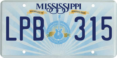 MS license plate LPB315