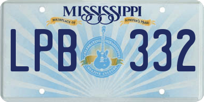 MS license plate LPB332